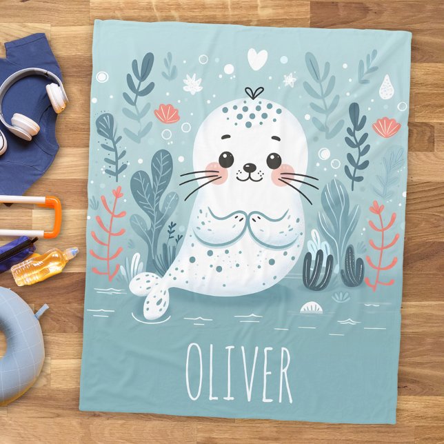Couverture Polaire Cute Whimsal Seal Pup (Créateur téléchargé)