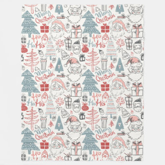 Couverture Polaire Cute Whimsical Père Noël sapin de Noël Motif rose