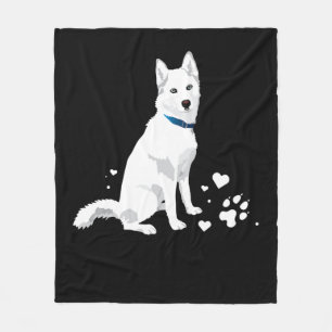 Couverture Polaire Cute White Siberian Husky - Sweet White Snow Dog