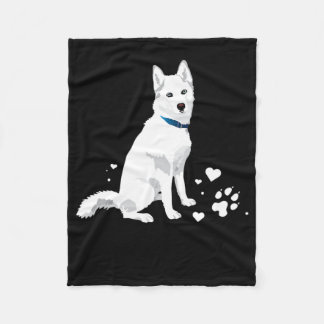 Couverture Polaire Cute White Siberian Husky - Sweet White Snow Dog