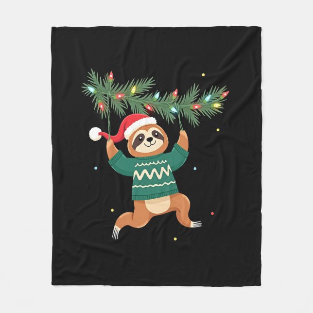 Couverture Polaire Cute Xmas Sloth Santa Hat Christmas Sloth - Tree L (Devant)