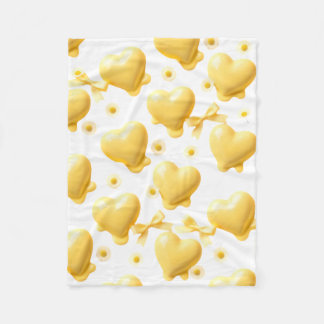 Couverture Polaire Cute Yellow Hearts Blanket - Sweet Candy Love Thro