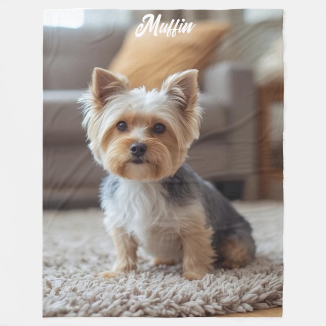 Couverture Polaire Cute Yorkshire Personnalisé (Devant)