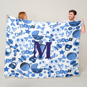 Couverture Polaire Cutecool bleu Babyboy Nursery Motif personnalisé