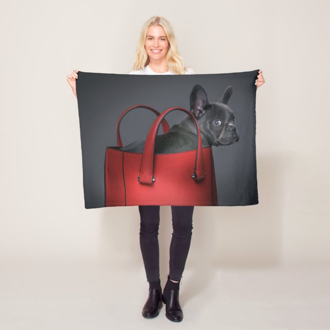 Couverture Polaire Cutest Baby Animals | French Bulldog Red Hand Bag (En situation)