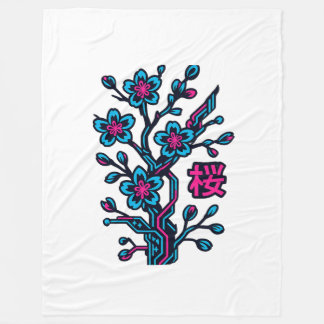 Couverture Polaire Cyber Sakura Fleur de Cerisier Japonaise Couvertur