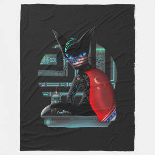 Couverture Polaire Cyberpunk Ninja Chat noir