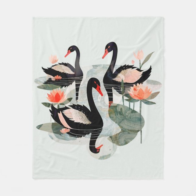 Couverture Polaire Cygnes noirs (Devant)