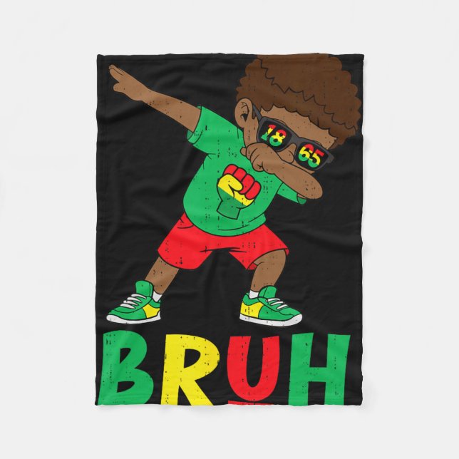 Couverture Polaire Dabbing Black Boys Juneteenth Bruh Liberté 1865 Af (Devant)