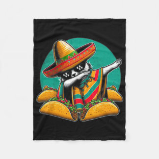 Couverture Polaire Dabbing Cat Tacos Mexican Poncho Sombrero Cinco De