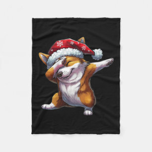 Couverture Polaire Dabbing Corgi Santa Hat Noël Dab Dance Cadeaux