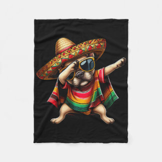 Couverture Polaire Dabbing Frenchie Dog Sombrero Mexican Poncho Cinco