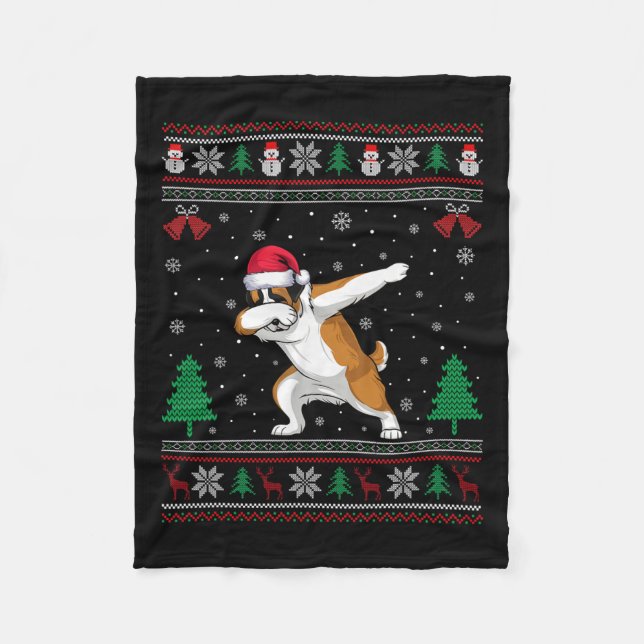 Couverture Polaire Dabbing Saint Bernard Chien Santa Hat Garçons Fill (Devant)