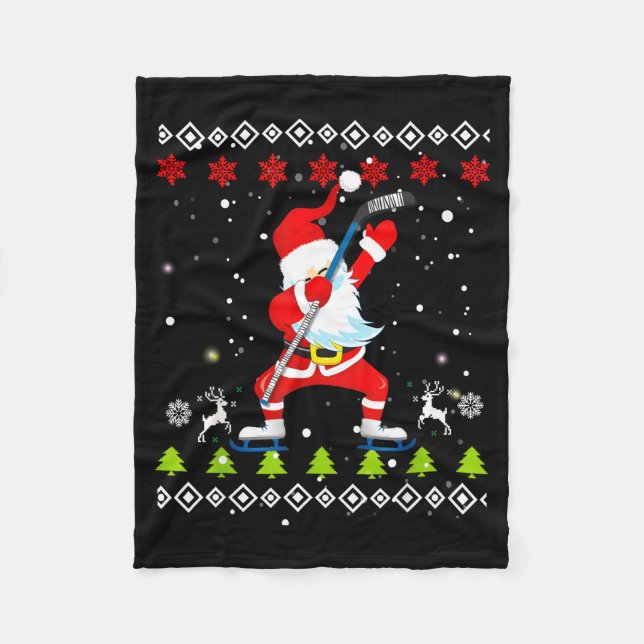 Couverture Polaire Dabbing Santa Hockey Ugly Christmas Sweater Xmas  (Devant)