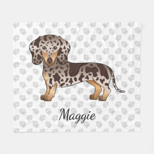 Couverture Polaire Dachshund à poil court Chocolat & Tan Dapple & Nom