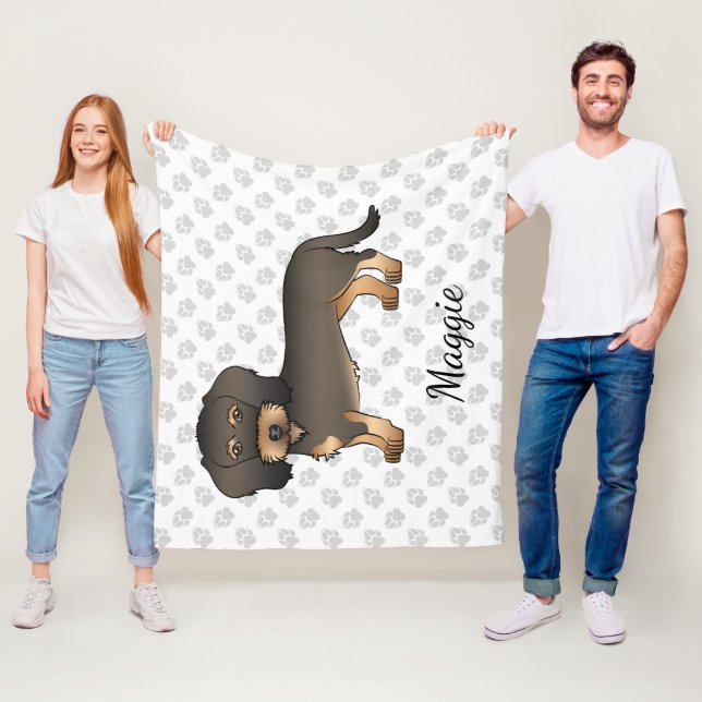 Couverture Polaire Dachshund à poil dur sanglier de dessin animé Chie (En situation)