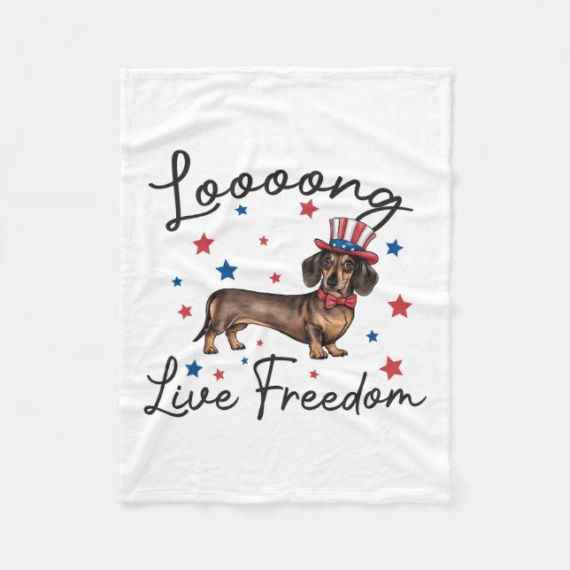 Couverture Polaire Dachshund Art Vive la liberté (Devant)