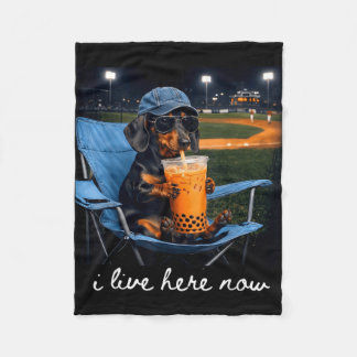 Couverture Polaire Dachshund boit du café glacé terrain de baseball e