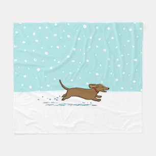 Couverture Polaire Dachshund courant dans la neige Chien teckel Vacan