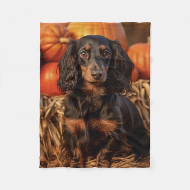 Couverture Polaire Dachshund d'automne (Devant)