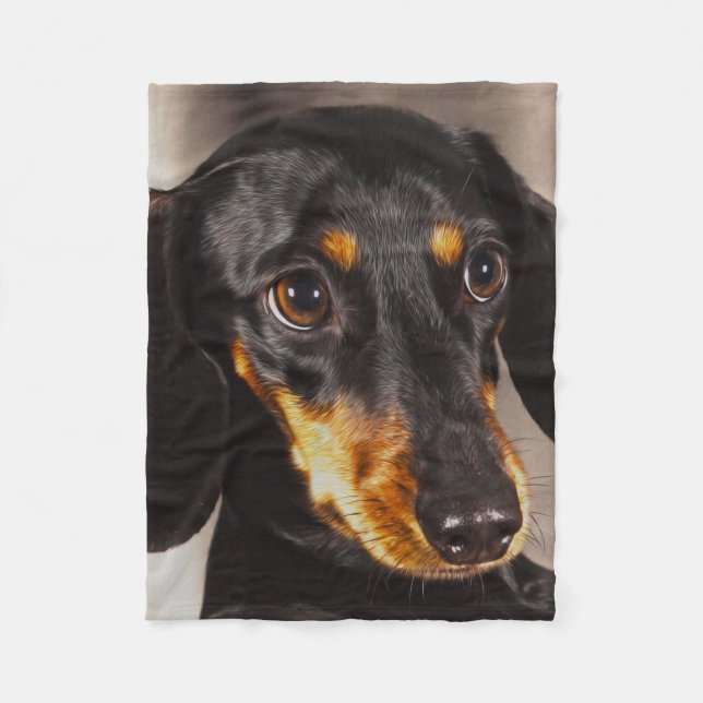 Couverture Polaire Dachshund Dog Eau Couleur Huile Peinture Art (Devant)