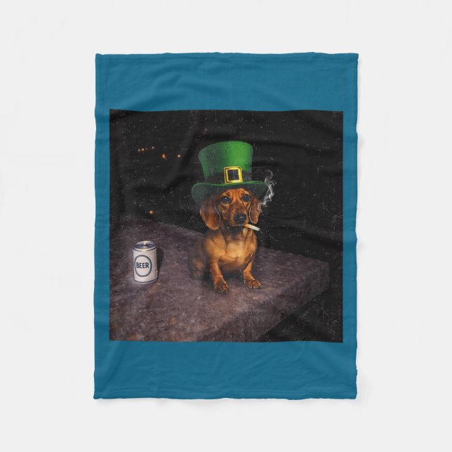 Couverture Polaire Dachshund Drôle Fumant Mème Gen Art Graphique (Devant)
