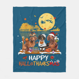 Couverture Polaire Dachshund Happy Hallothanksmas Halloween Thanksgiv