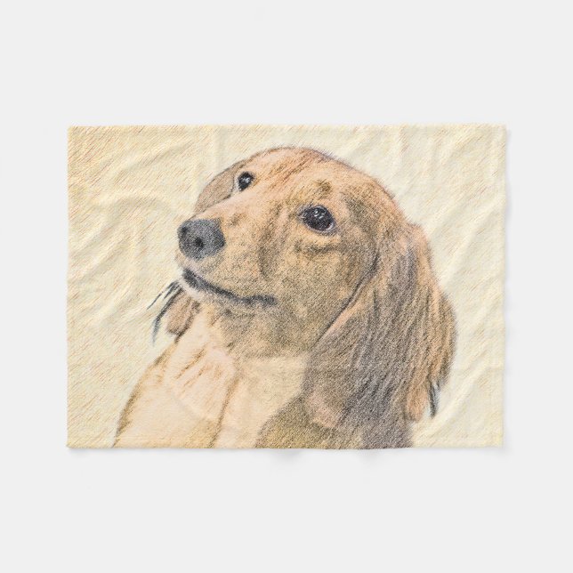 Couverture Polaire Dachshund (Longhaerien) Peinture - Art Chien origi (Devant (Horizontal))