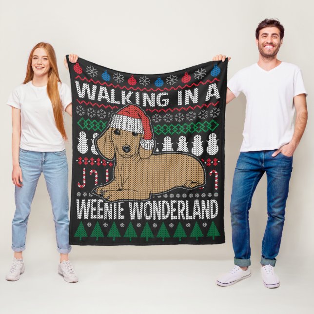 Couverture Polaire Dachshund Marcher Dans Une Wonderland Weenie (En situation)