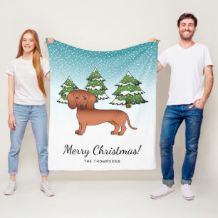 Couverture Polaire Dachshund mignon aux poils lisses rouges - Forêt h