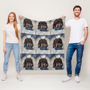 Couverture Polaire Dachshund noir et feu