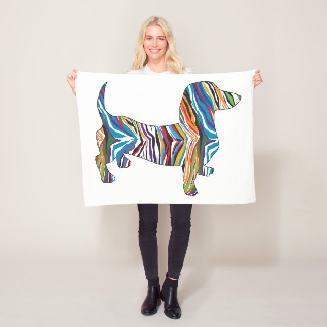 Couverture Polaire Dachshund psychédélique (En situation)