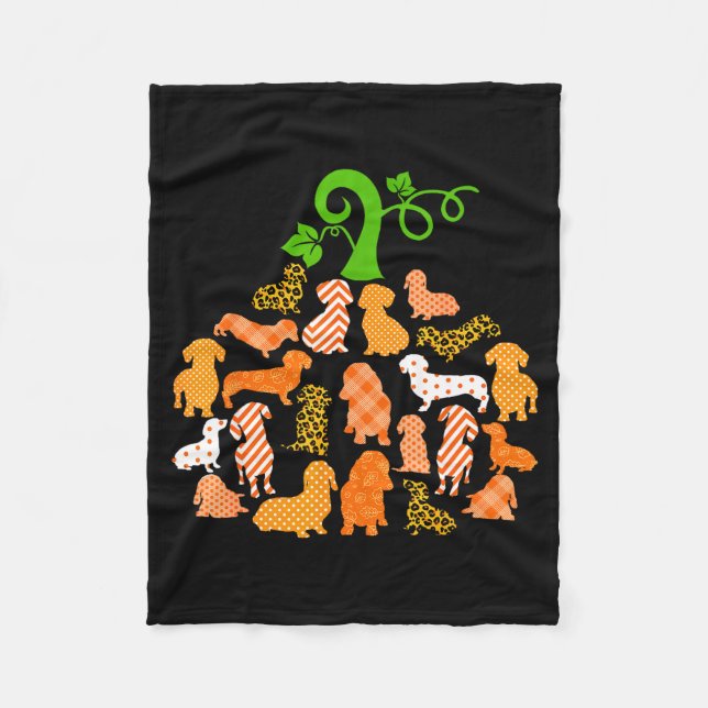 Couverture Polaire Dachshund Pumpkin Shape Plaid Leopard Dog Autumn H (Devant)