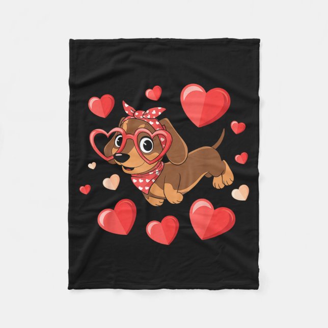 Couverture Polaire Dachshund Valentines Day Wiener Dog Lover Weenie H (Devant)