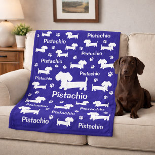 Couverture Polaire Dachshund Wiener Dog Blanket bleu personnalisé