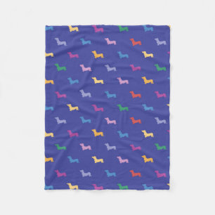 Couverture Polaire Dachshunds colorés bleu Motif