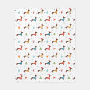 Couverture Polaire Dachshunds dans le Motif des pulls de Noël