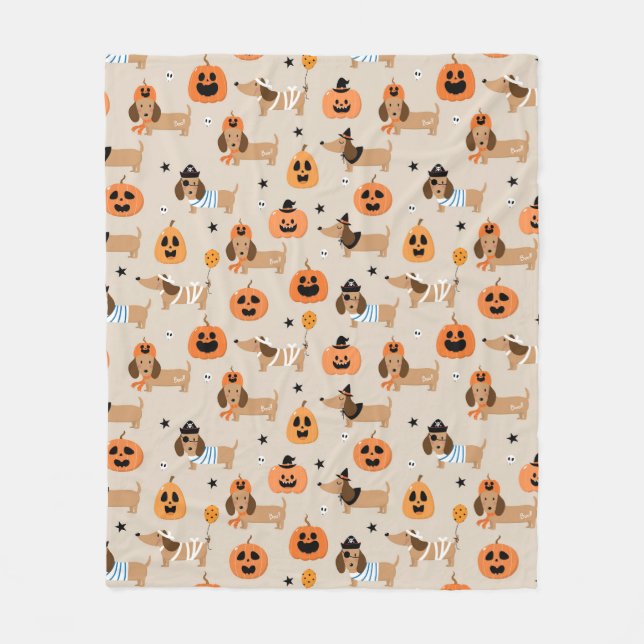 Couverture Polaire Dachshunds en Halloween Costumes Motif (Devant)