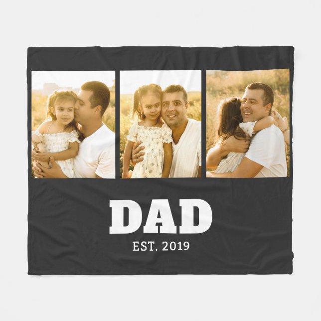Couverture Polaire Dad Established Bold Text Black 3 Photo (Devant (Horizontal))