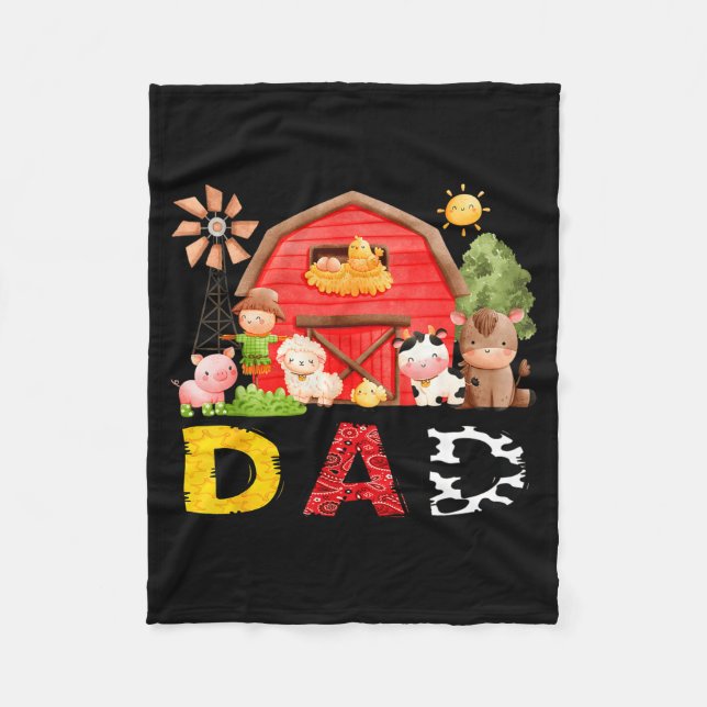 Couverture Polaire Dad Farm Cow Birthday Boy Matching Family Matching (Devant)