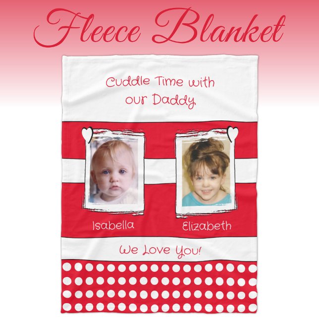 Couverture Polaire Daddy cuddle time 2 photos noms blanc rouge (Créateur téléchargé)