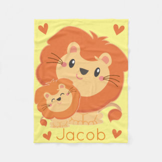 Couverture Polaire Daddy Lion & Cub Jungle Animaux Safari Nursery