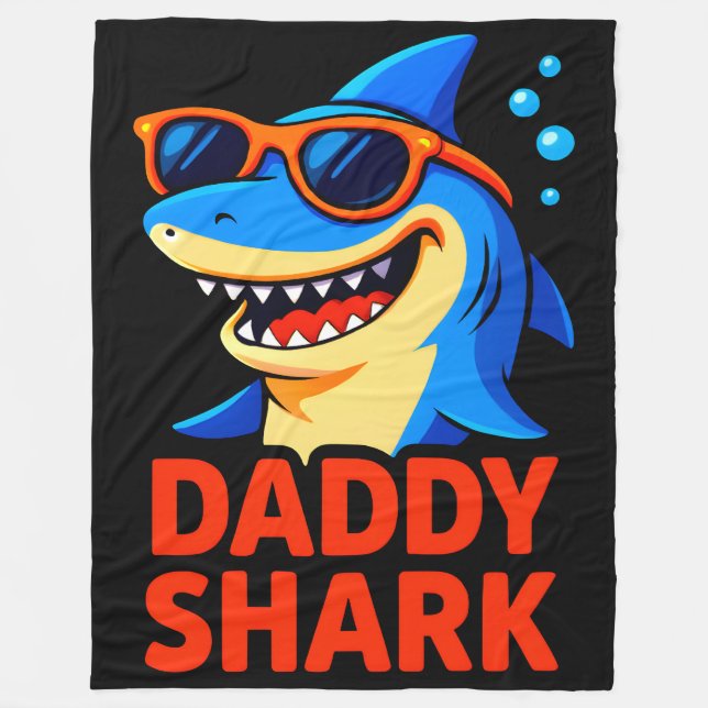 Couverture Polaire Daddy Shark Fêtes des pères cadeaux (Devant)