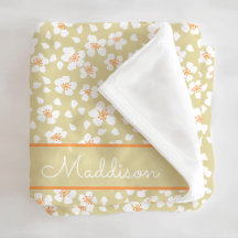 Daisy Floral Girls Nom Personnalisé Fleece Blanket