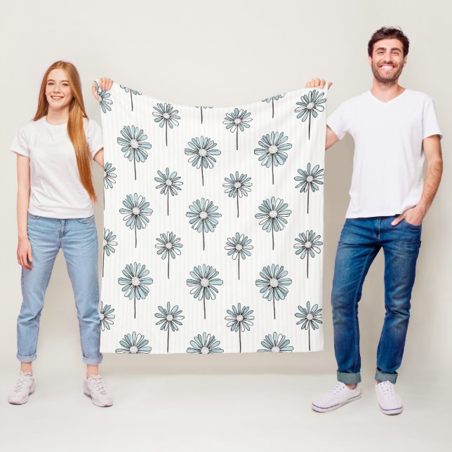 Couverture Polaire Daisy Pastel Art Linéaire Rayure (En situation)