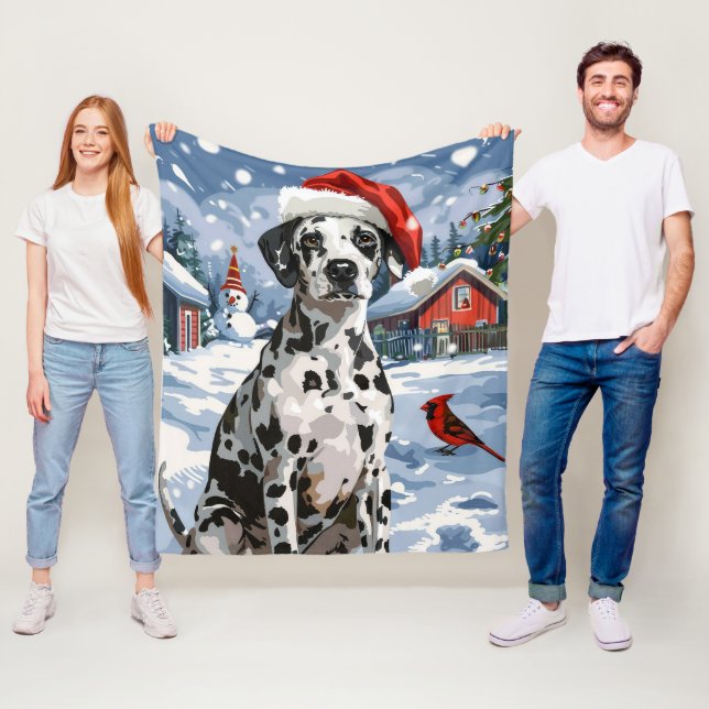 Couverture Polaire Dalmatie Winter Wonderland Noël Joie (En situation)