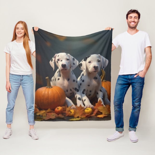 Couverture Polaire Dalmatien chiot Automne Délice Citrouille (En situation)