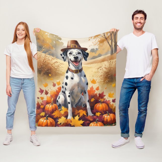 Couverture Polaire Dalmatien dans l'art de l'Action de grâce aux feui (En situation)