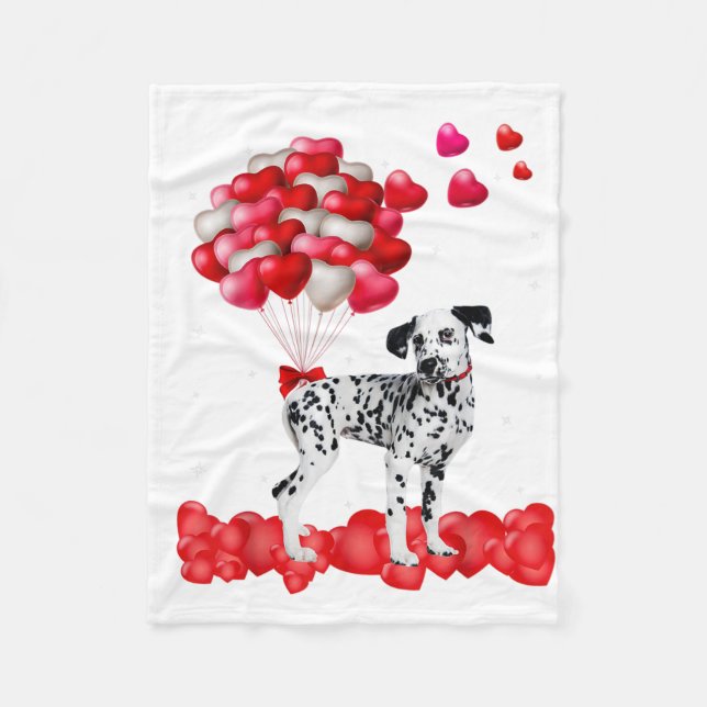Couverture Polaire Dalmatien Valentines Jour tenue Amoureux des chien (Devant)