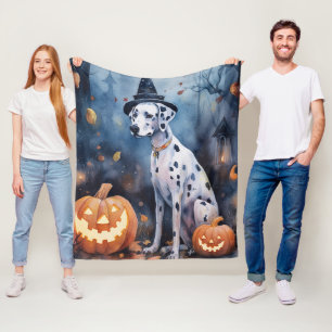 Couverture Polaire Dalmation d'Halloween avec effroi Citrouille